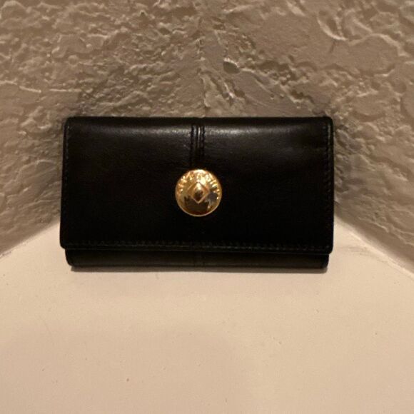 Givenchy Bifold Key Holder Case Black Leather Gold Key Slots Luxury Professional - Picture 1 of 13